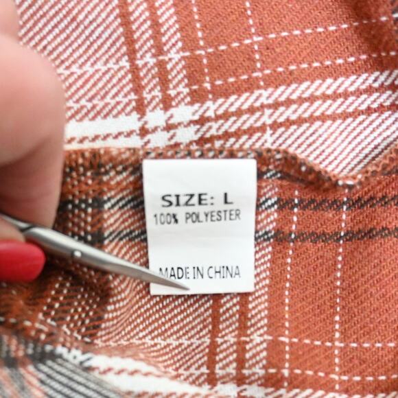 Amazon Womens L Plaid Long Sleeve Button Down Shirt - Picture 8 of 9